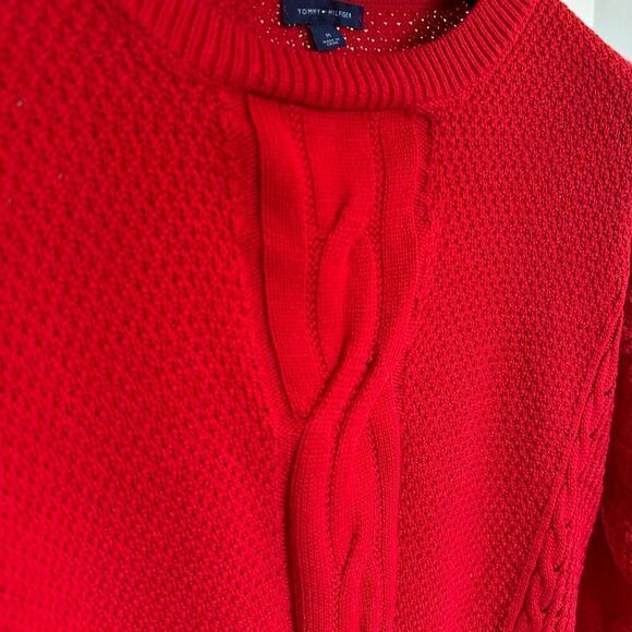 Tommy Hilgiger 100% cotton red cable knit sweater - M - Picture 6 of 9